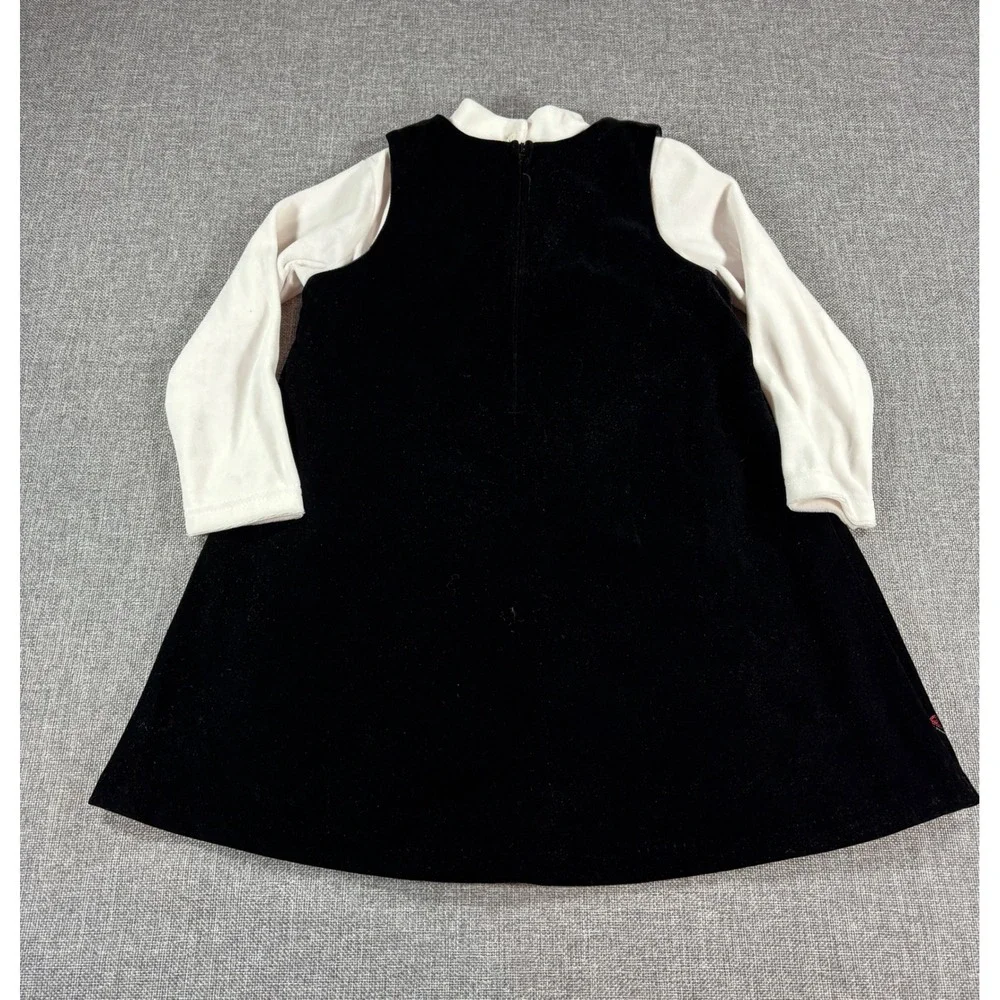 Sophie Rose Girls Christmas Velvet Jumper Dress Set 5 Black White Sequin Tree